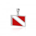 Dive safely  ~ Sterling Silver Jewelry Dive Flag Pendant Jewelry