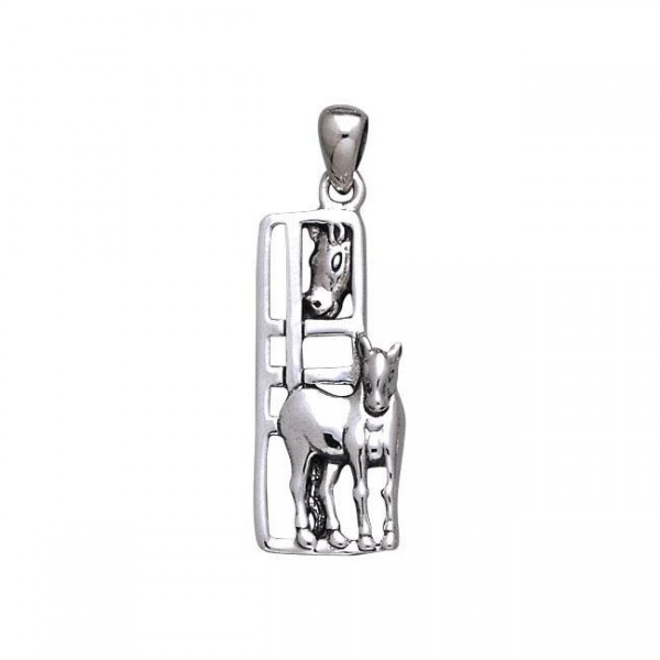 Mother and Child Horse Silver Pendant