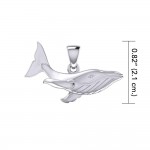 Swimming Blue Whale Sterling Silver Pendant