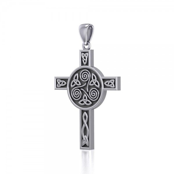 Pendentif Celtic Knotwork Triskele Cross Silver