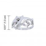 Twin Dolphin Silver Ring