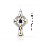 Un crucifix inspirant ~ Bijoux en argent sterling Pendentif croix celtique avec accent en or 18 carats