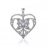 Celtic Triple Goddess Love Peace Sterling Silver Pendant with Gemstone
