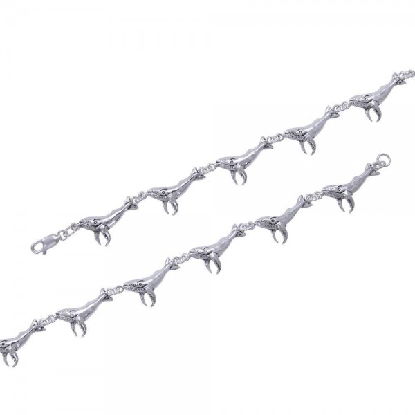 Whale Sterling Silver Link Bracelet