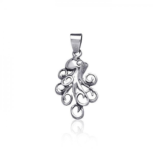 A mystical flexibility ~ Sterling Silver Octopus Pendant Jewelry