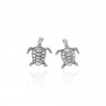 Silver Turtle Post Earrings