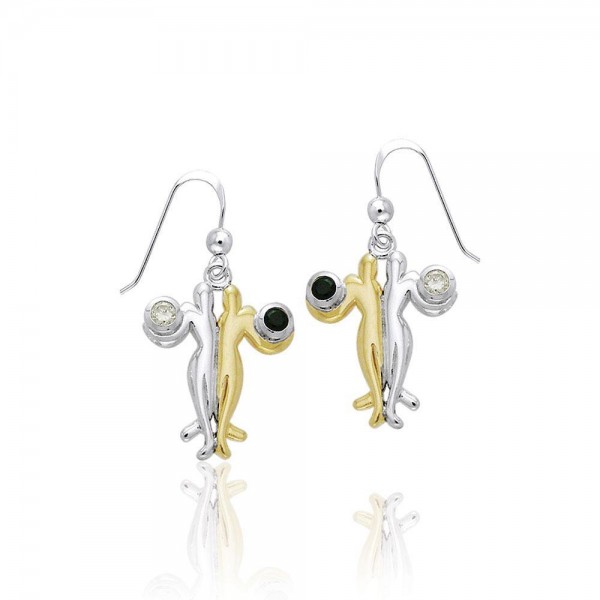 Venus and Mars with Gems Silver and Gold Earrings