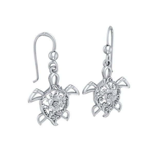 The fairies of the sea ~ Sterling Silver Sea Turtle Filigree Hook Earrings Jewelry