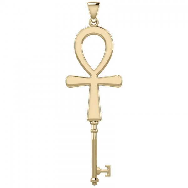 Ankh Spiritual Enchantment Key Solid Gold Pendant