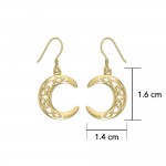 An inspirational guidance of the Crescent Moon ~ Sterling Solid Gold Dangle Earrings Jewelry
