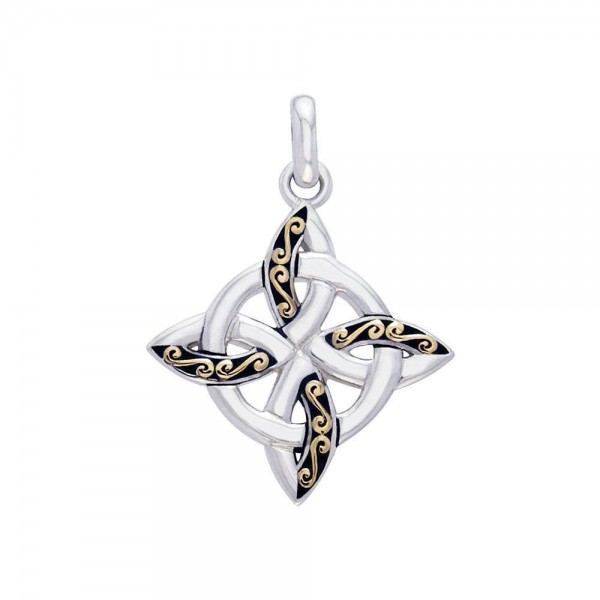 Celtic Four Point Knot Silver & Gold Plated Pendant