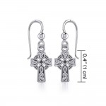Celtic Knotwork Silver Cross Earrings