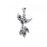 Alighting breakthrough of the Mythical Phoenix Silver Pendant with Gems