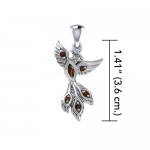 Alighting breakthrough of the Mythical Phoenix Silver Pendant with Gems