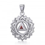 Crown Chakra with Recovery Gemstone Symbols Silver Pendant