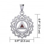 Crown Chakra with Recovery Gemstone Symbols Silver Pendant