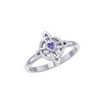Celtic Knotwork Ring With Heart Gemstone TRI2306