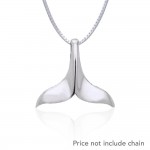 Large Whale Tail Silver Pendant