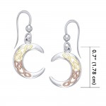 Celtic Moon Silver with Yellow and Pink Gold Plate Earrings