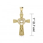 Croix celtique avec pendentif en or massif de cœur