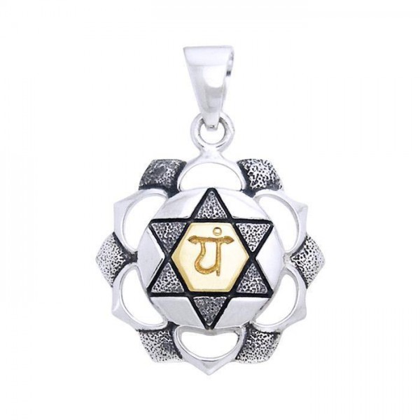 Anahata Heart Silver and Gold Chakra Pendant
