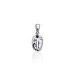 Letter I on Coffee Bean Silver Pendant