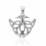 Faith for a happy ever after ~ Sterling Silver Celtic Swan Claddagh Pendant Jewelry