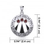 Zodiac Wheel with Awen The Three Rays of Light Silver Pendant