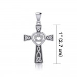 Celtic Cross with Heart Silver Pendant