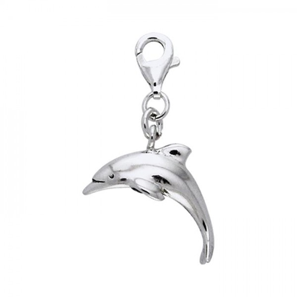 Dolphin Clip Silver Charm