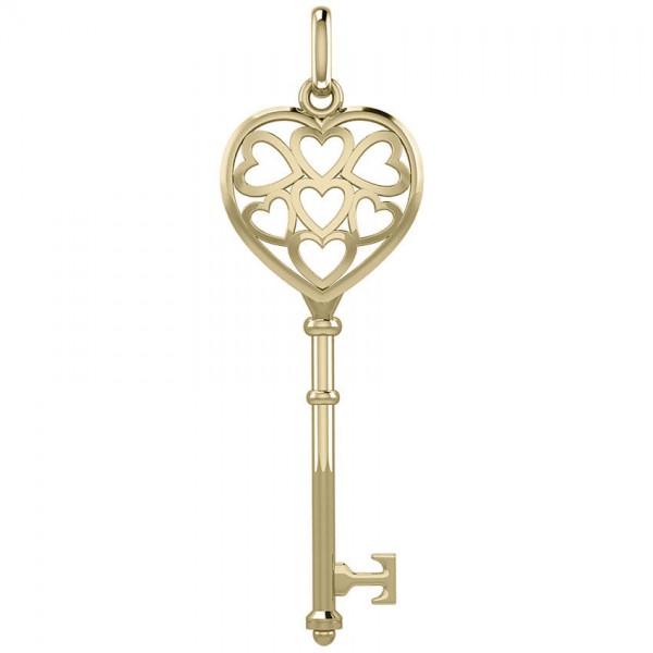 Heart Spiritual Enchantment Key Solid Gold Pendant