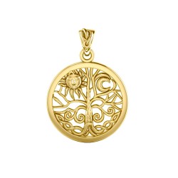 Celtic Tree of Life Solid Gold Pendant 