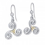 The road to eternal life ~ Sterling Silver Celtic Triquetra Dangle Earrings Jewelry with 18k Gold accent
