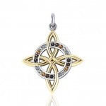 Une belle interprétation du celtique traditionnel ~ Pendentif de bijoux en argent sterling à quatre points celtiques avec plaqué or 18 carats