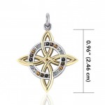 A beautiful interpretation of traditional Celtic ~ Celtic Four-Point Sterling Silver Jewelry Pendant with 18k Gold Plated
