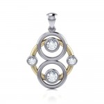 Celtic Four Point Knot Silver, Gold & Gemstone Pendant