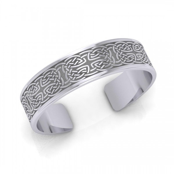 Large Celtic Knotwork Sterling Silver Cuff Bracelet