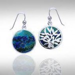 Tree of Life Silver Earrings with Inlay Stone