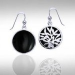 Tree of Life Silver Earrings with Inlay Stone