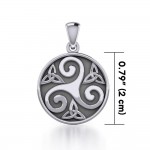 Triskelion Spiral with Trinity Knot Silver Pendant