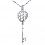 Heart Spiritual Enchantment Key Silver Pendant