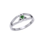 Celtic Trinity Knot Ring With Heart Gemstone