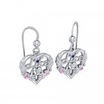 Be like yourself ~ Sterling Silver Like Icon Heart Earrings with Gemstones