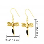 Solid Gold Dragonfly and Gem Earrings