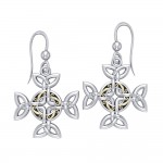 Celtic Knotwork Cross Silver & Gold Earrings