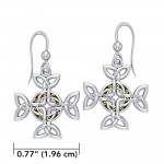 Celtic Knotwork Cross Silver & Gold Earrings