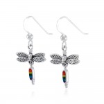 Silver Dragonfly and Gem Earrings