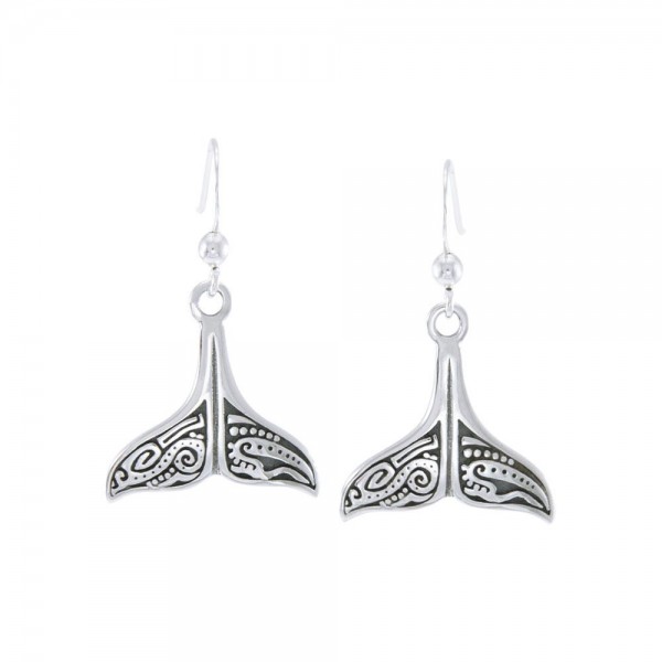 Whale Tail Aboriginal Sterling Silver Earrings