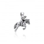 Horse with Jockey Silver Pendant