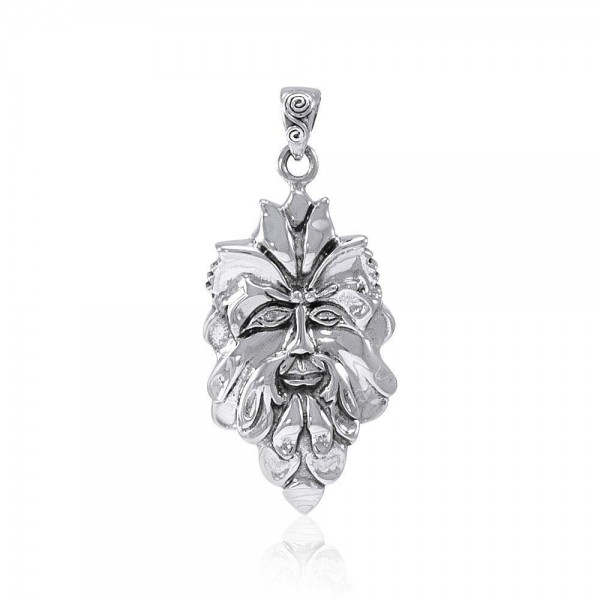 Mischievous Green Man ~ Sterling Silver Pendant Jewelry